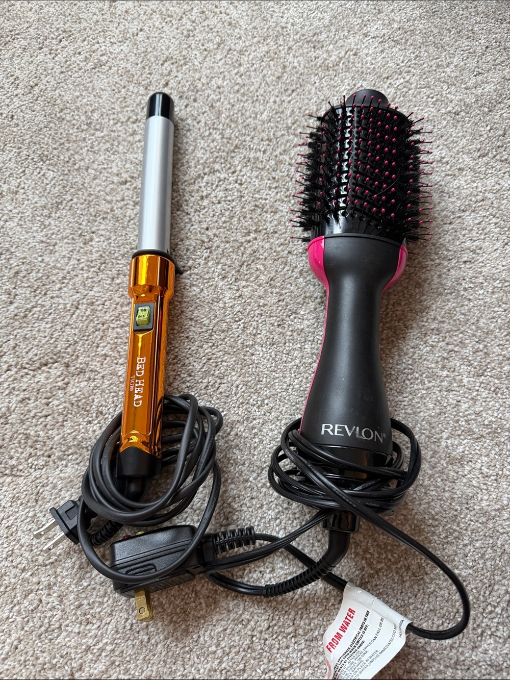 Revlon Black and Pink Hot Air Brush with Metallic Orange Curling Wand